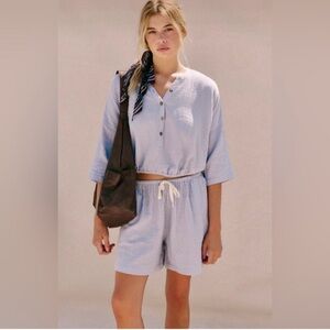 Free People Free-est Cyrus Short Set Dried Hydrangea Periwinkle Blue Size XS